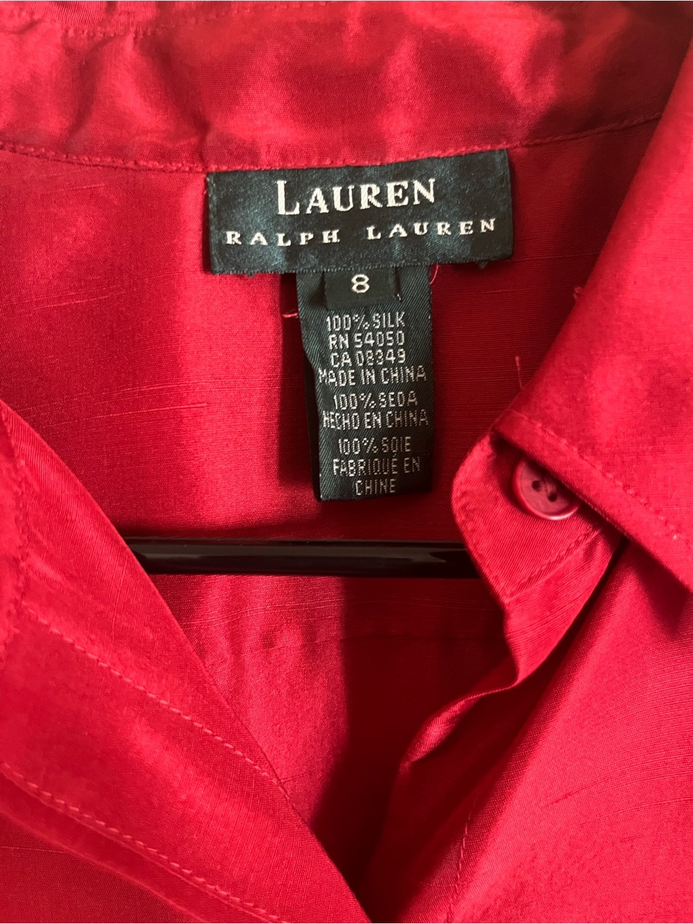 Ralph Lauren Bright Red Silk Shirt Midi Dress - Picture 3 of 4